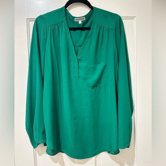 Pleione long sleeve pull on work chic crayon green blouse top - Picture 8 of 10